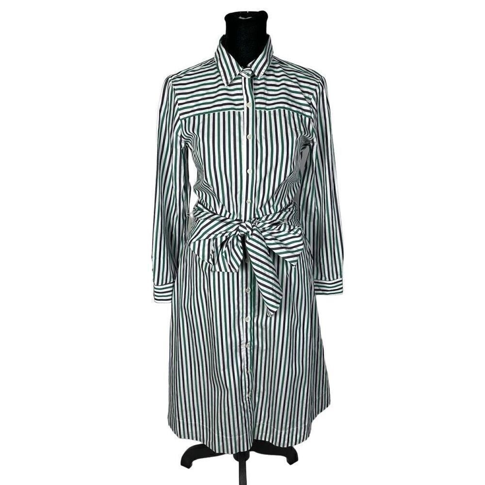 J. Crew Poplin Cotton Stripe Tie Waist Shirt Dress - Women’s 2